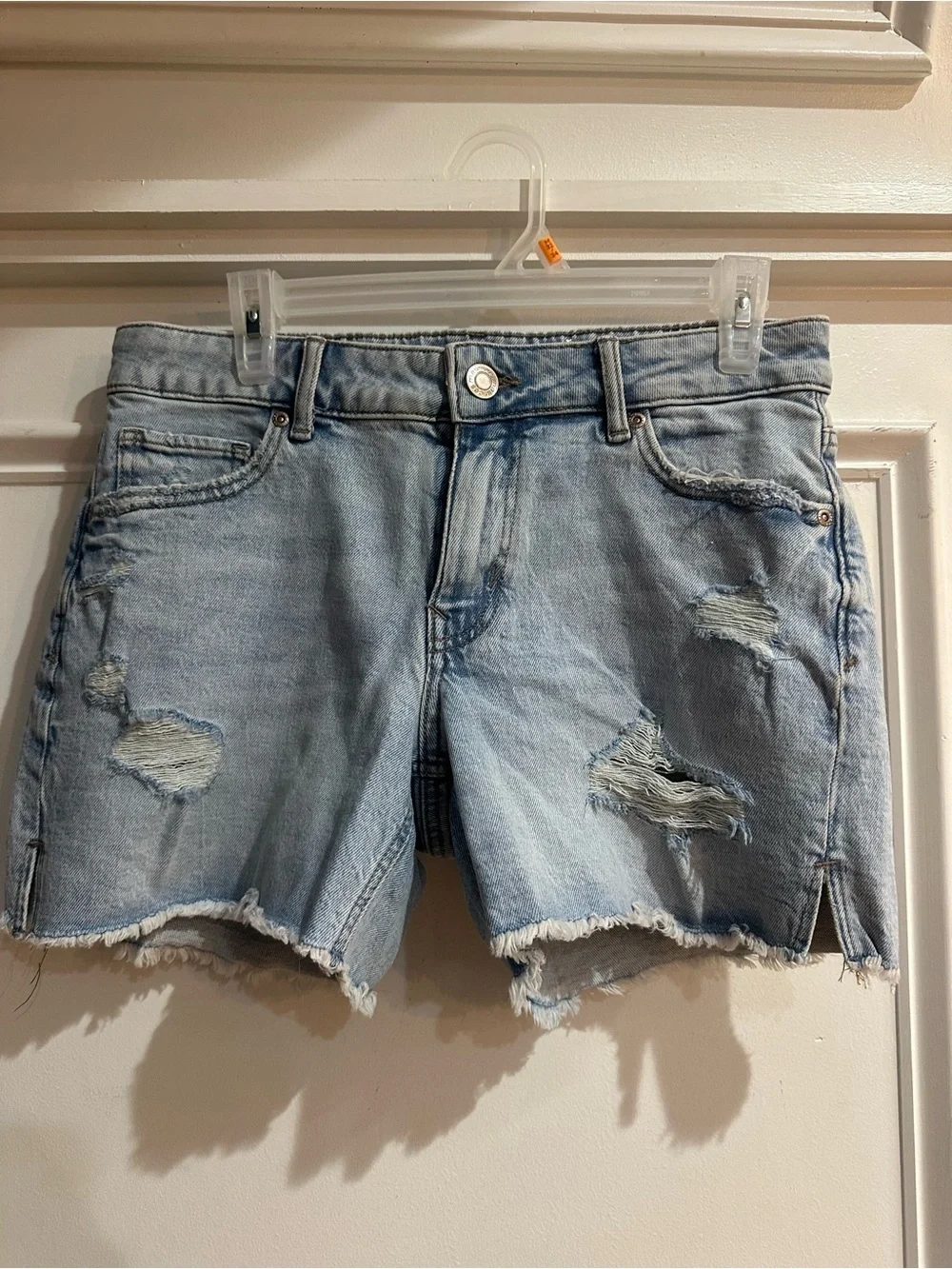 Maurices Light Blue Distressed Denim Jean Shorts